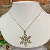 Gold Glittering Snowflake Necklace