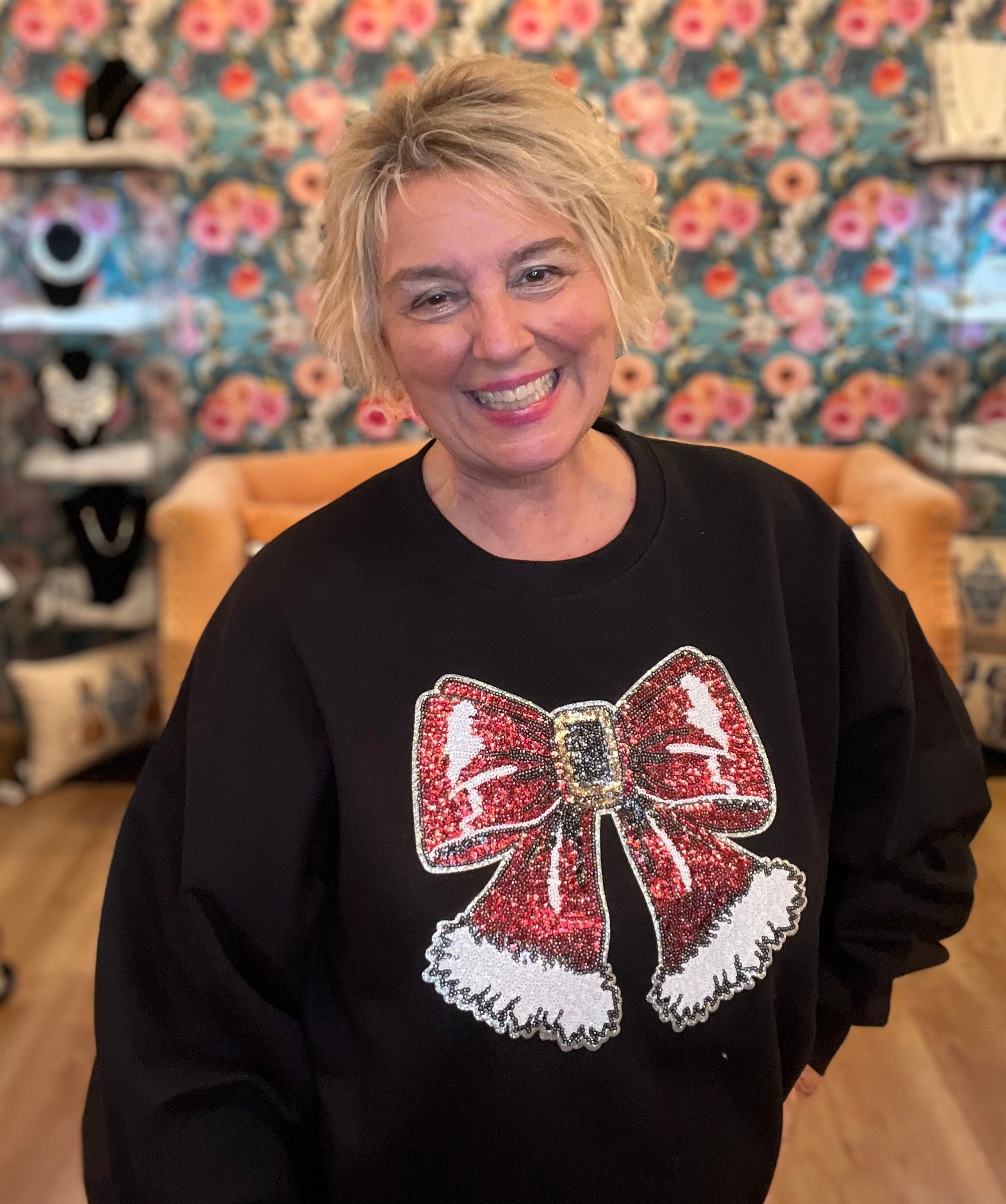 Sparkly Santa Bow Sweatshirt