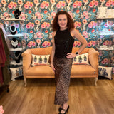 Leopard Satin Midi Skirt