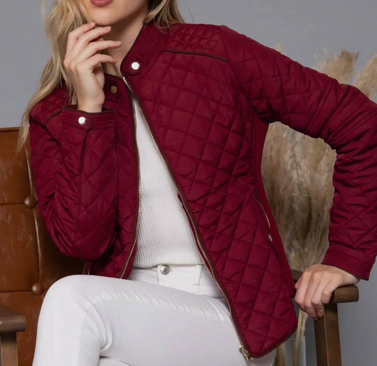 Dark Wine Quilted Jacket