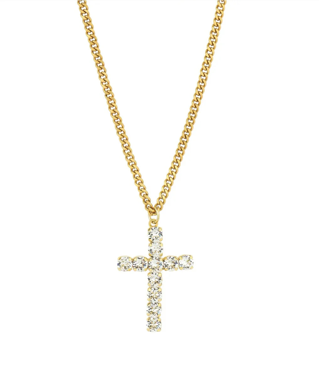 Tova Cross Necklace in Clear