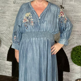 Samara Chambray Embroidered Dress