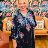 Velvet Floral Embroidered Dress