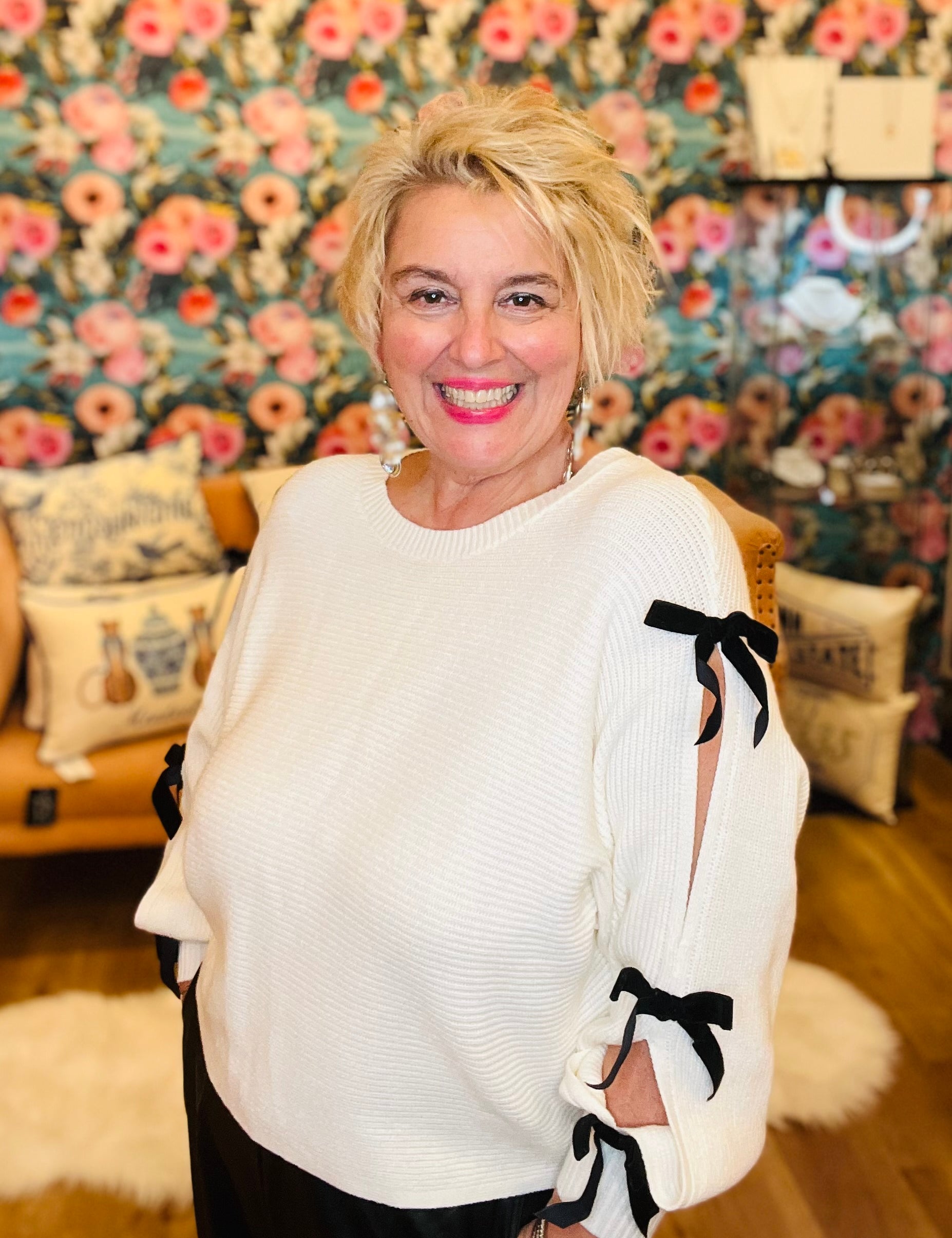 Gurly Gurl Velvet Bow Knit Sweater