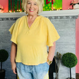 Yellow Mineral Wash Gauze Blouse