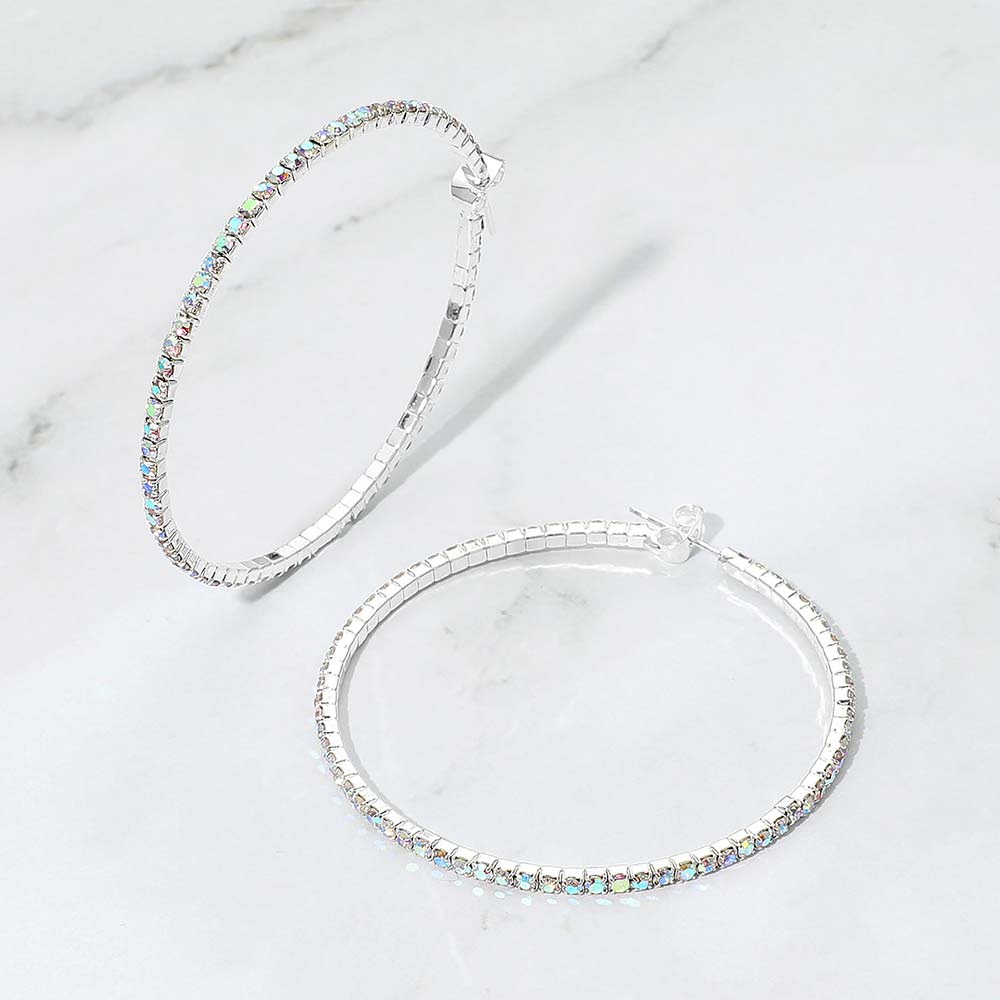 50mm Rhinestone Pave Hoops