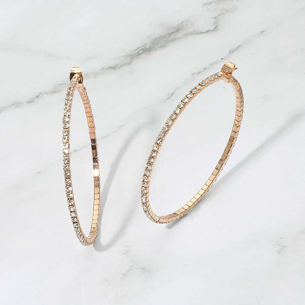 50mm Rhinestone Pave Hoops