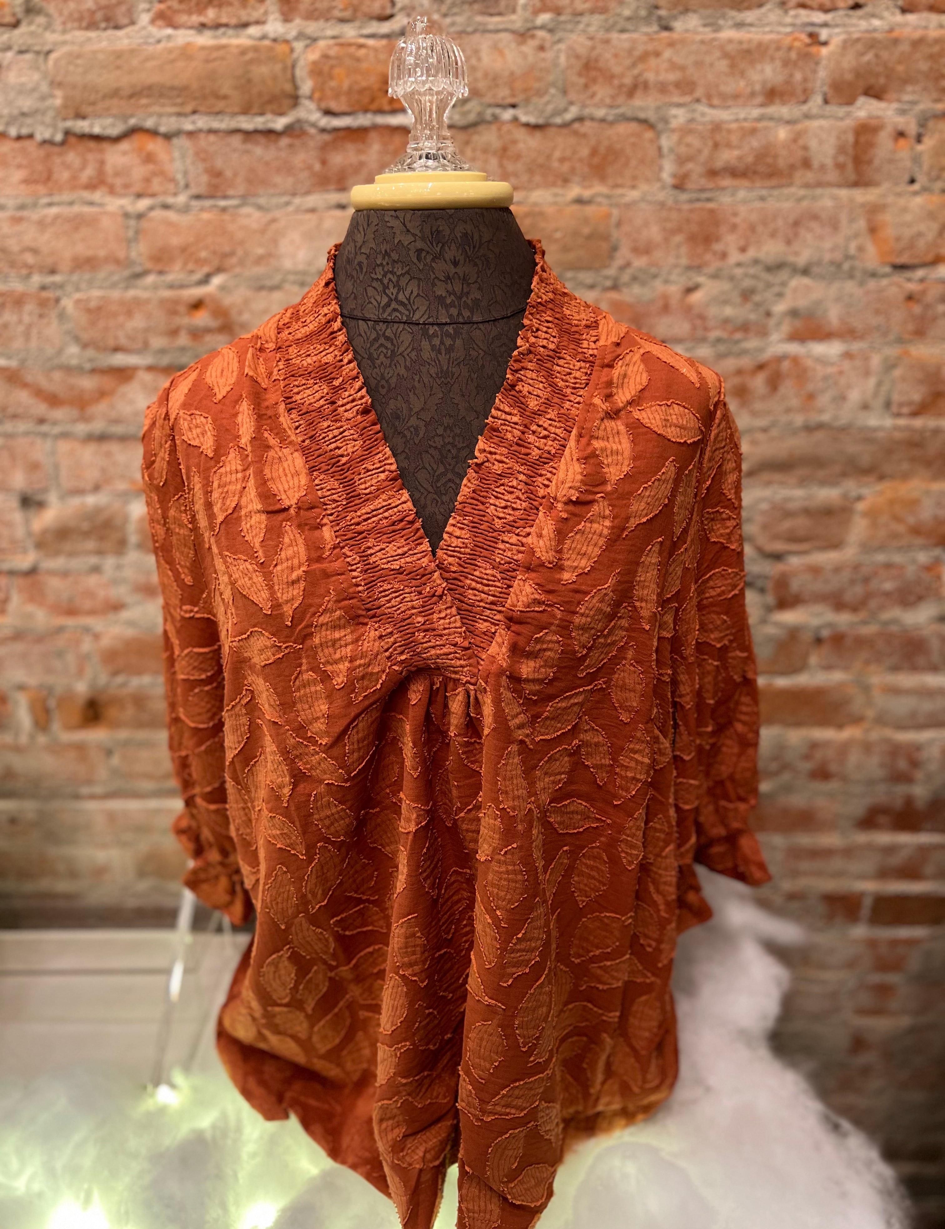 Rustic Leaves Textured Top