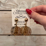 Golden 3D Pumpkin Earrings