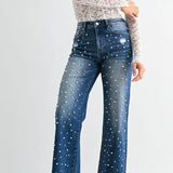 Mica High Rise Wide Leg W Embellishment