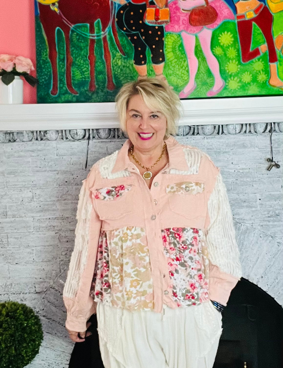 Pink Petals Lace Mix Jacket