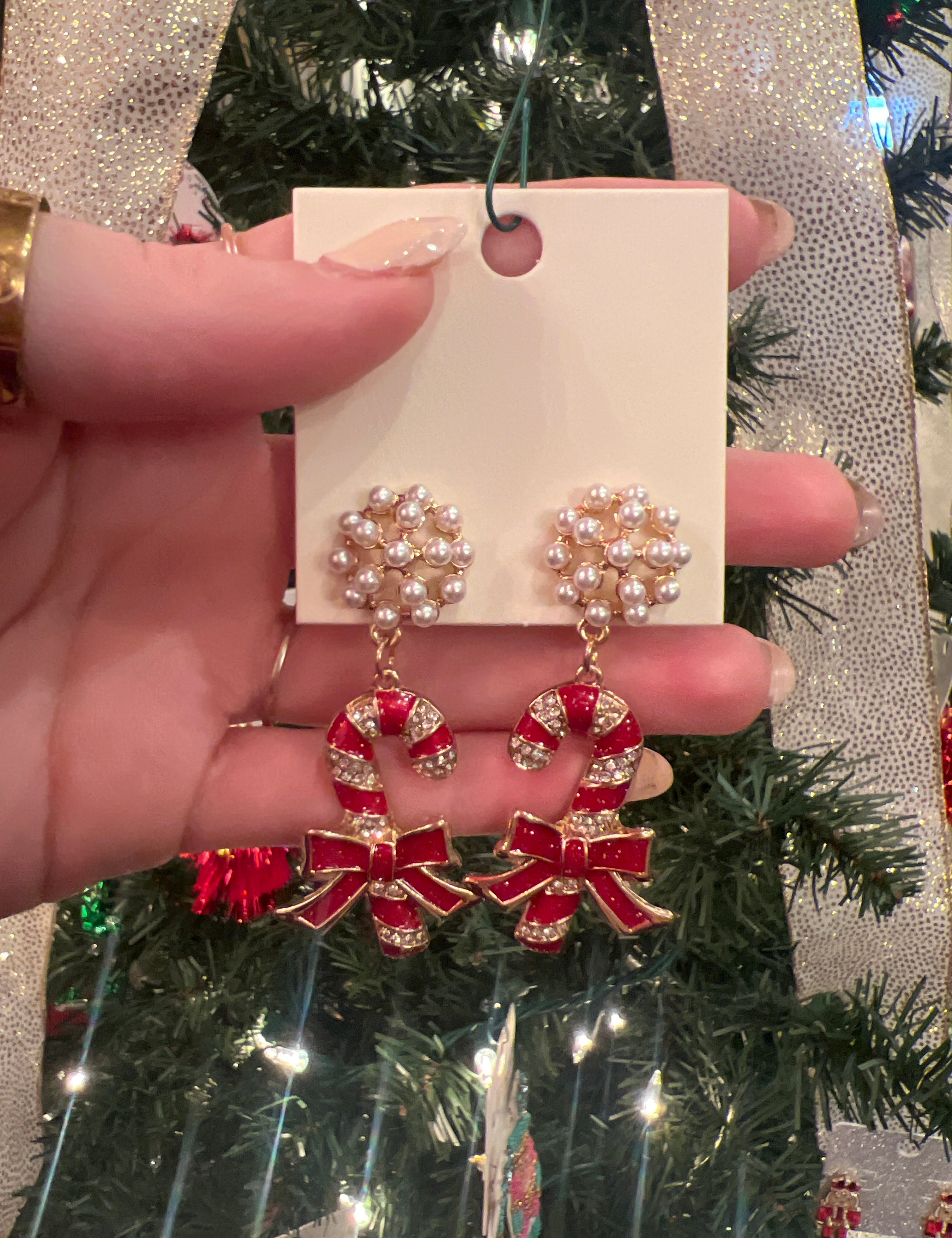 Dangle Candy Cane Earrings