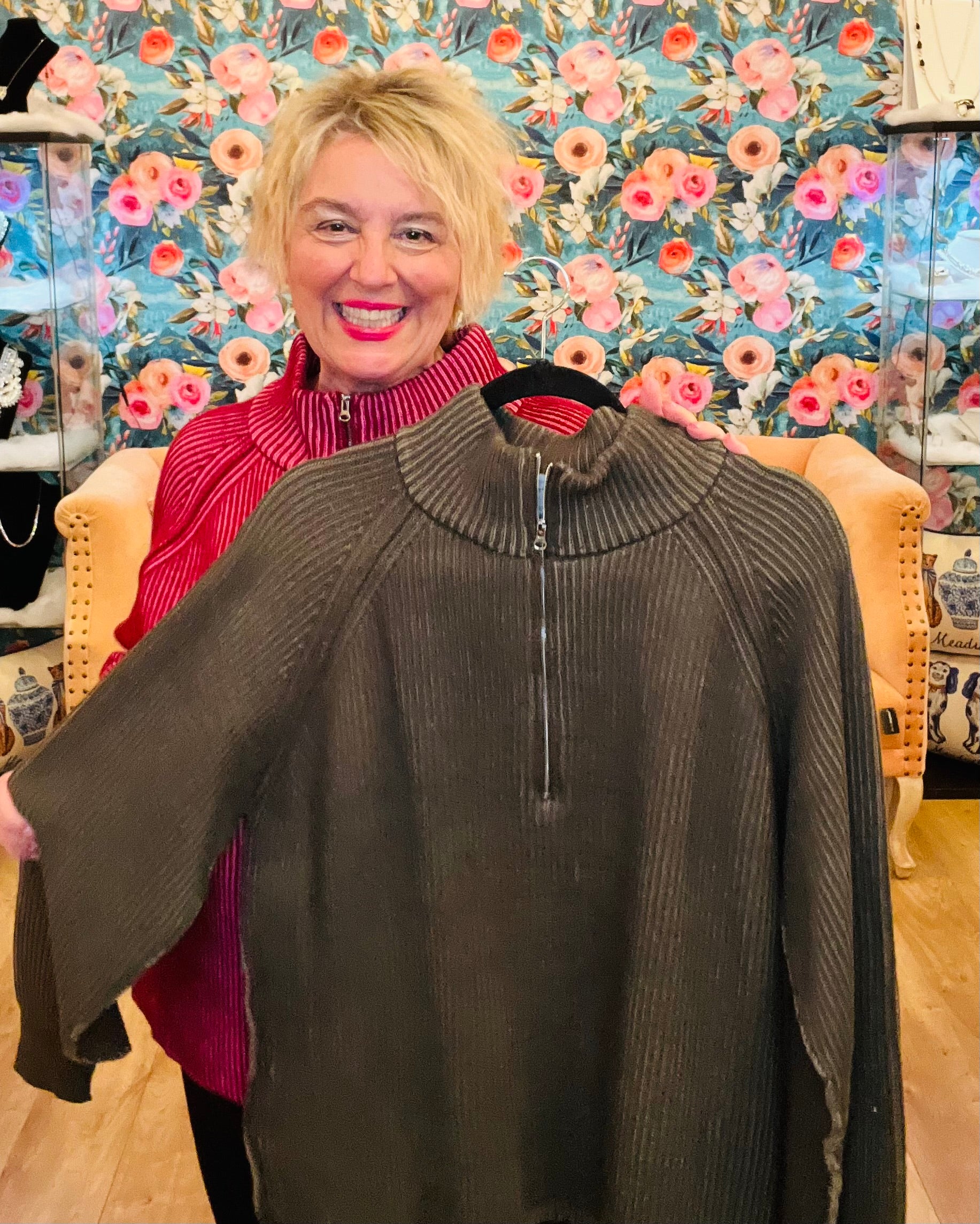 Two Tone Quarter Zip Sweatshirt