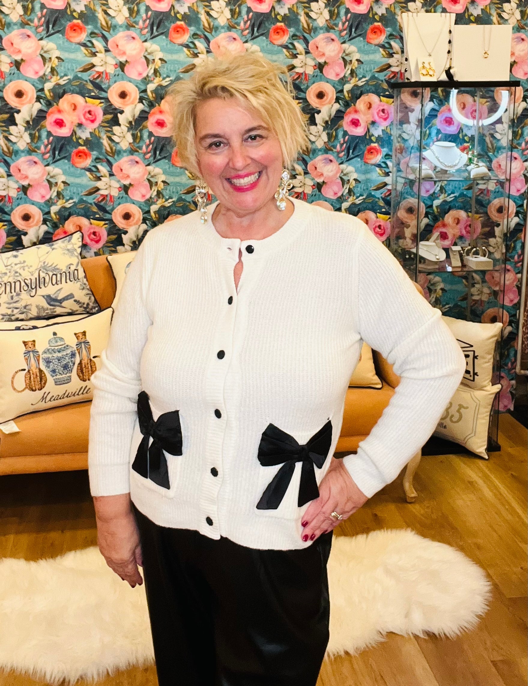 Pocket Bows Button Down Cardigan