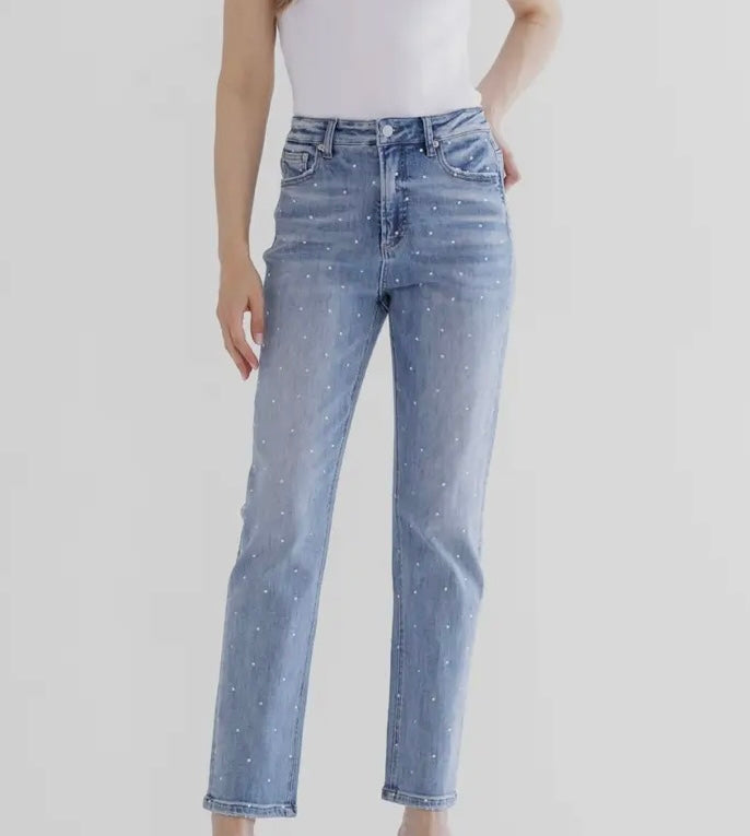 Razzle Dazzle Tummy Tuck Rhinestone Jeans