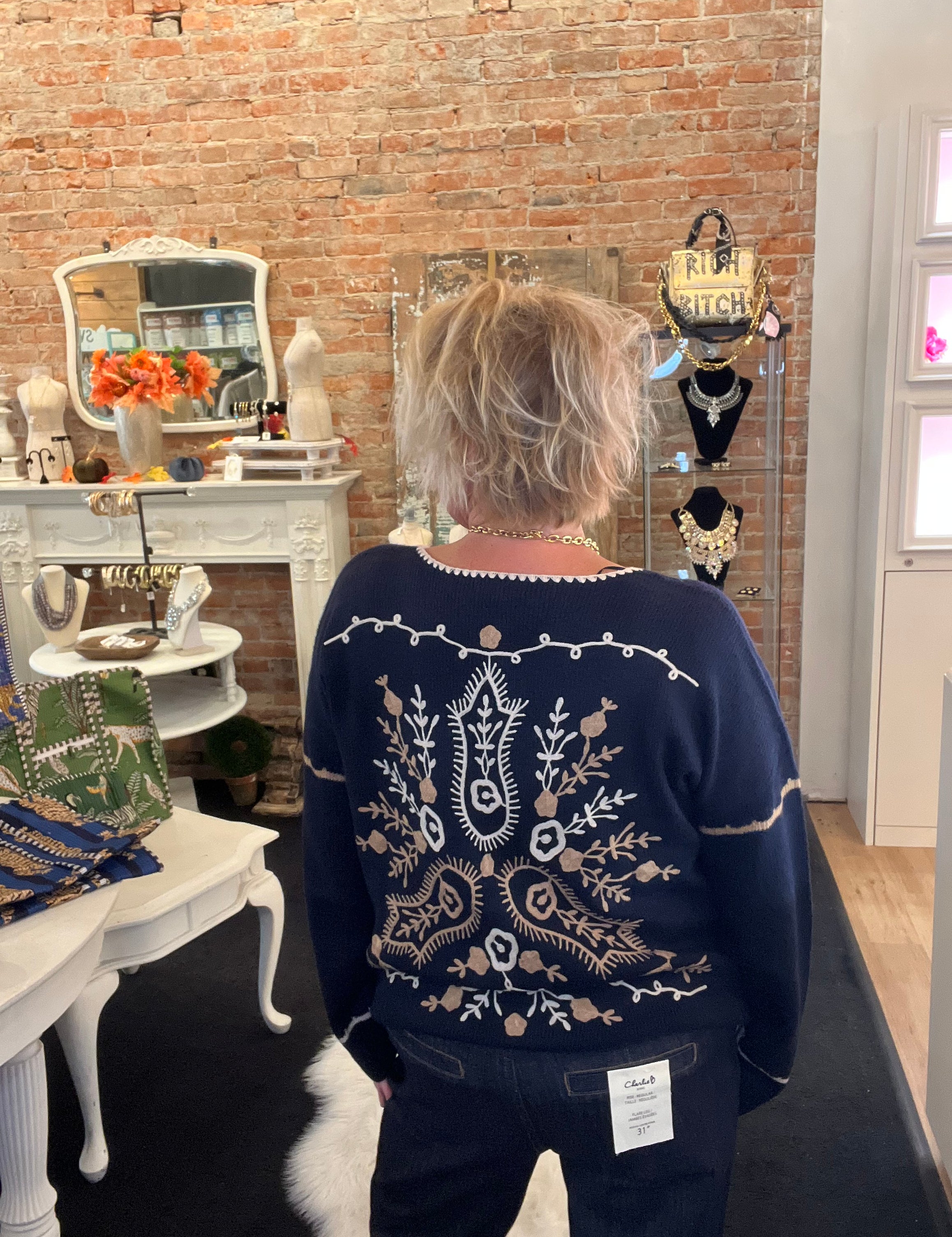 Charlie B - Marine Embroidered Sweater