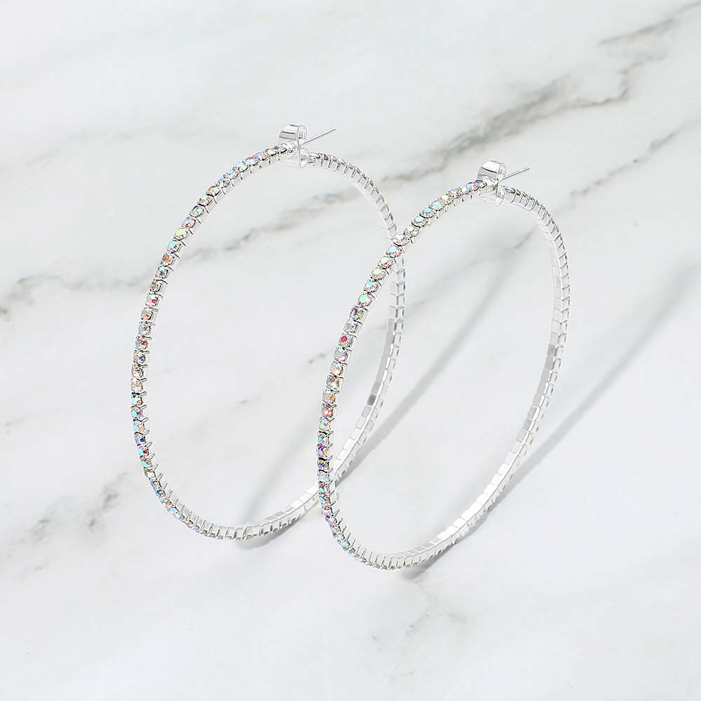 60mm Rhinestone Pave Hoops