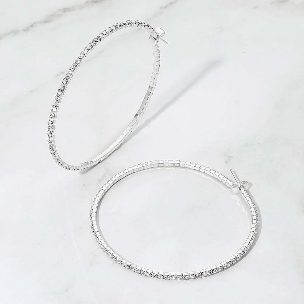 60mm Rhinestone Pave Hoops