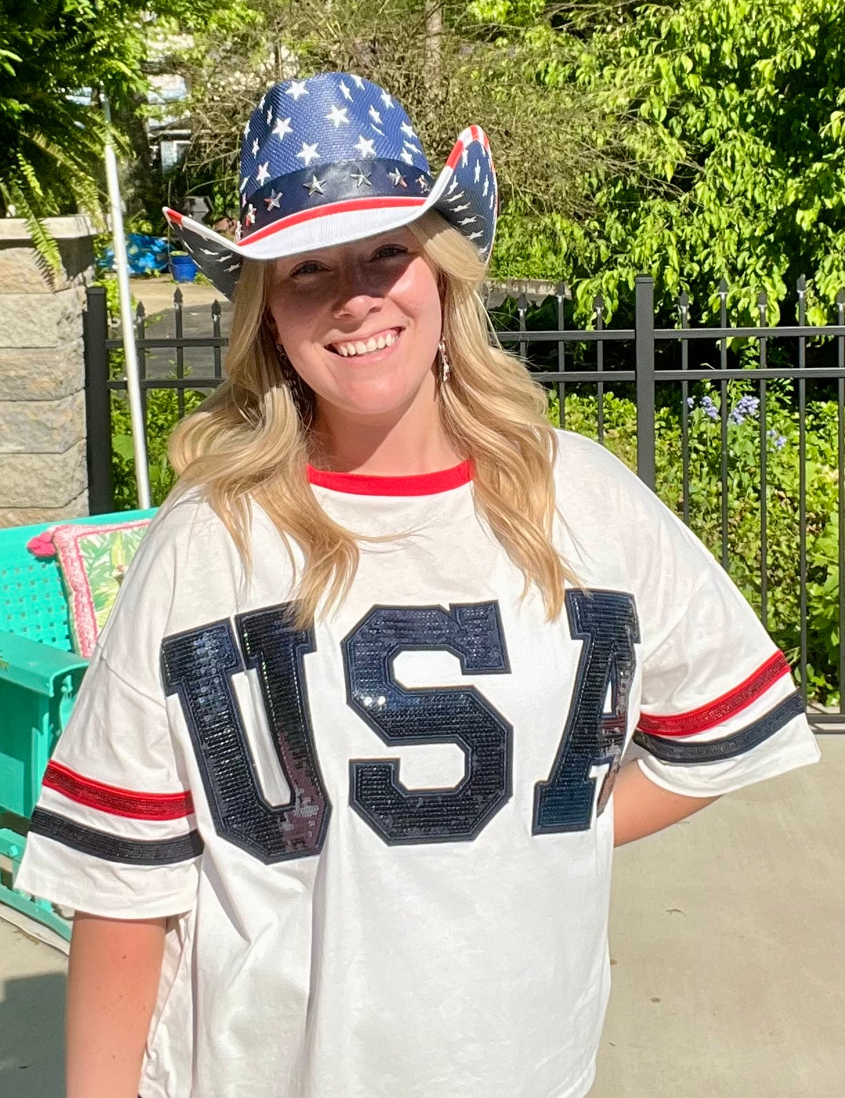 Let's Go USA Sequins Top