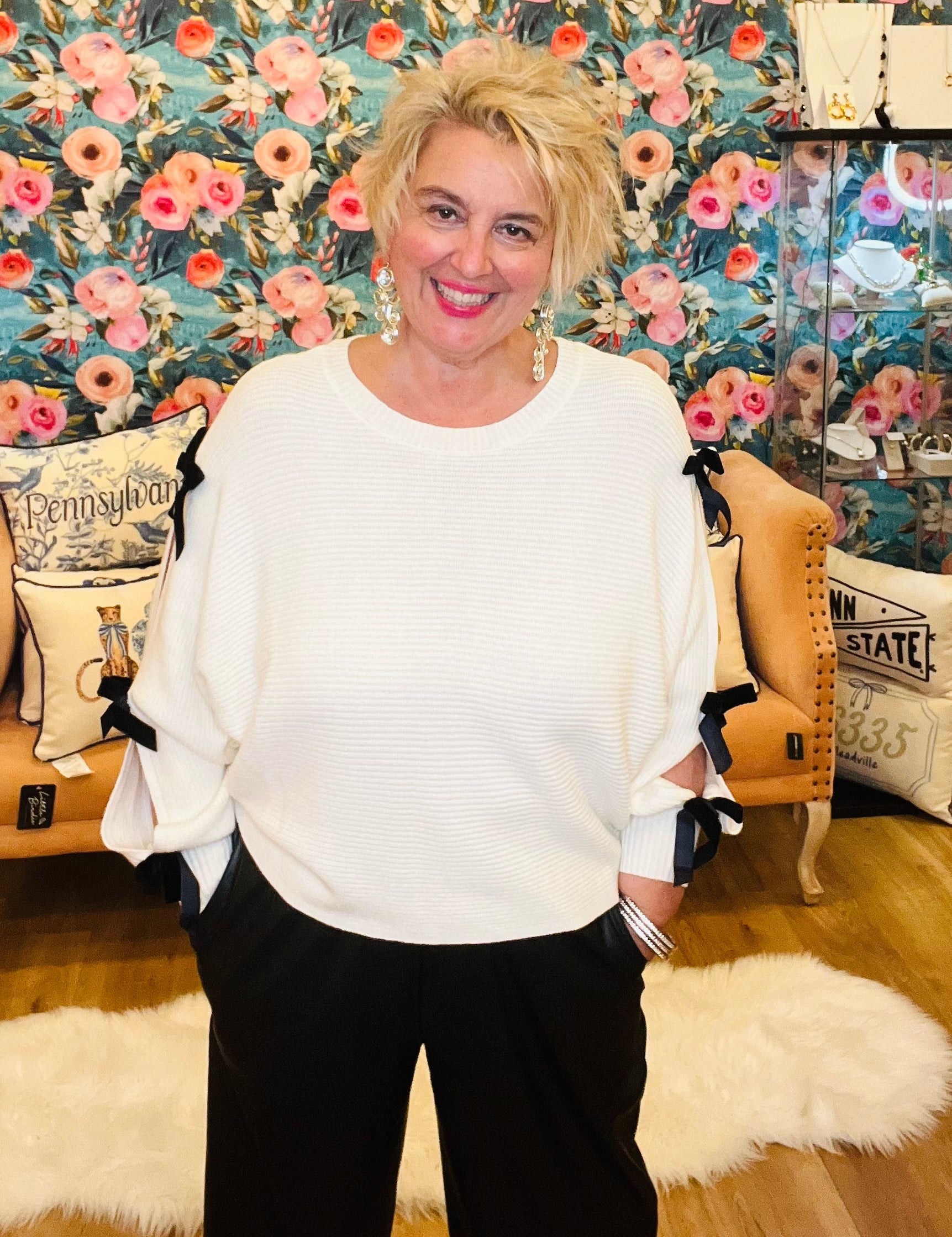 Gurly Gurl Velvet Bow Knit Sweater