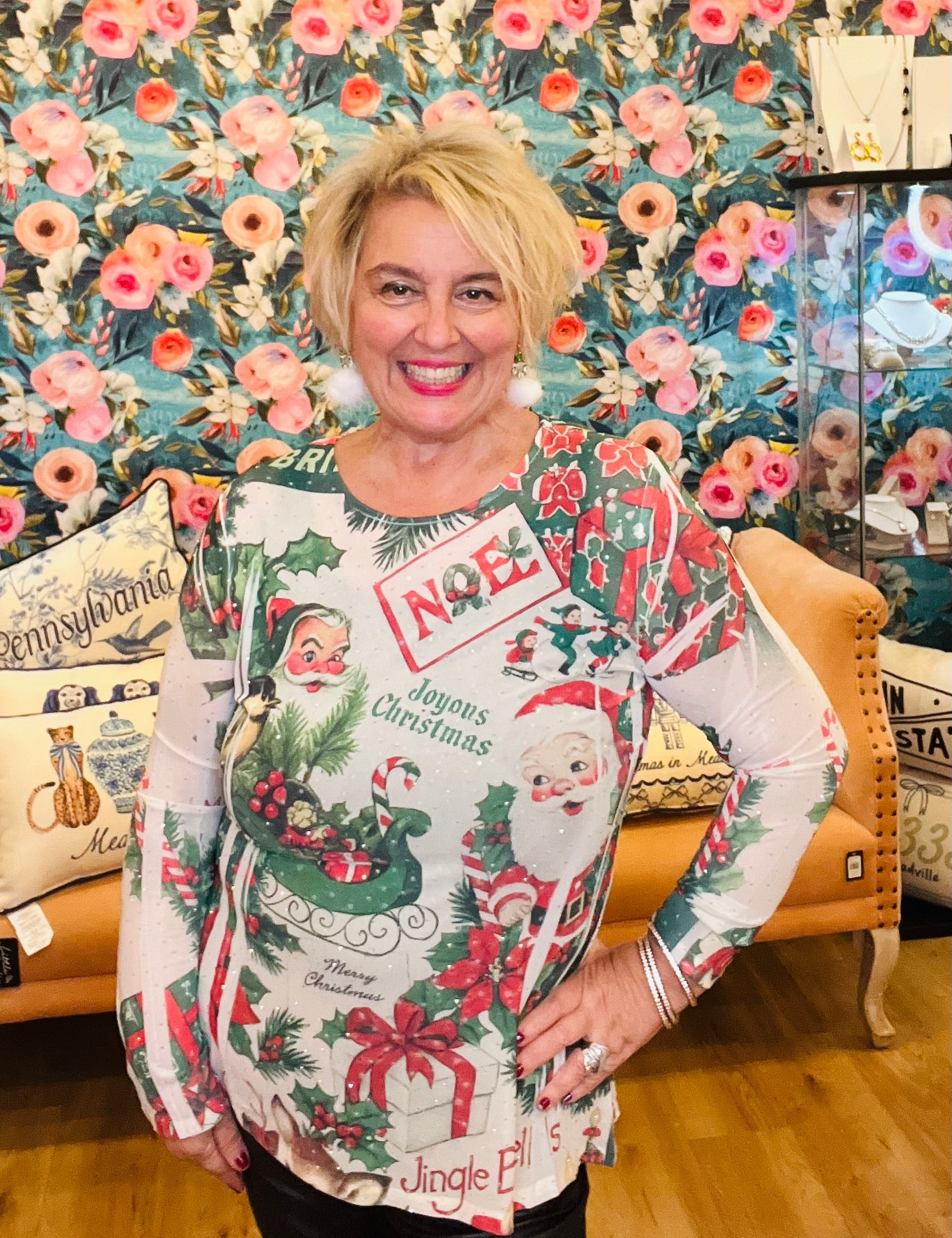 Vintage Holiday Rhinestone Top