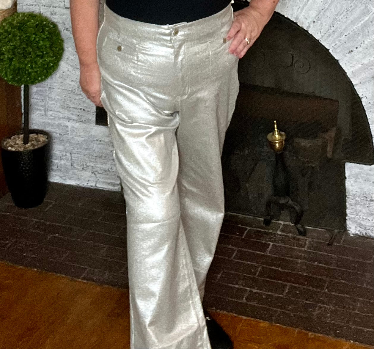 Charlie B - Metallic Wide Leg Pants