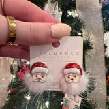 Fluffy Beard Santa Earrings