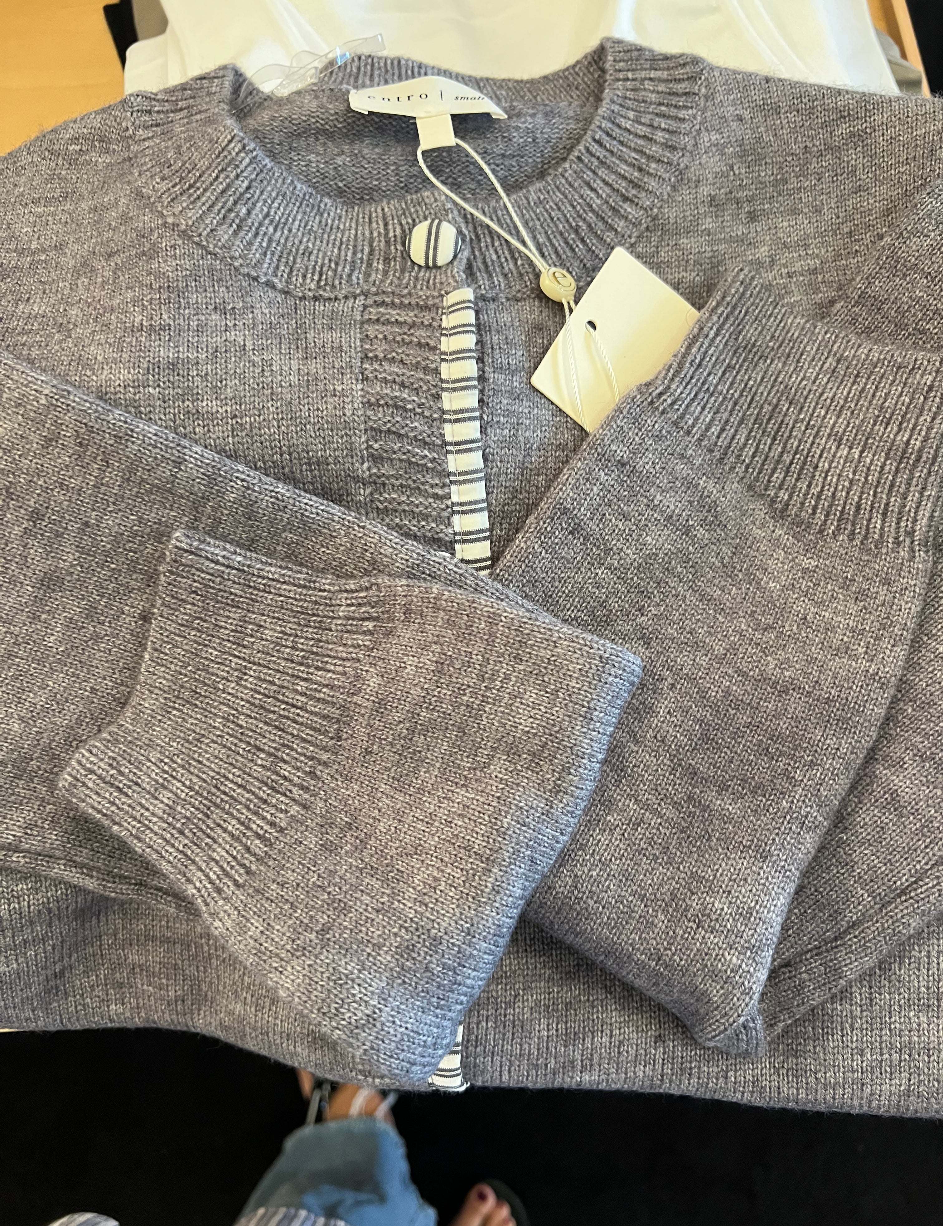 Stripe Ruffle Trim Cardigan