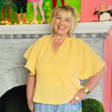 Yellow Mineral Wash Gauze Blouse