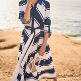 Joseph Ribkoff Stripe Print Fit & Flare Shirt Dress with Sash