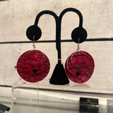 Jeff Lieb Earrings Red/blck Lthr
