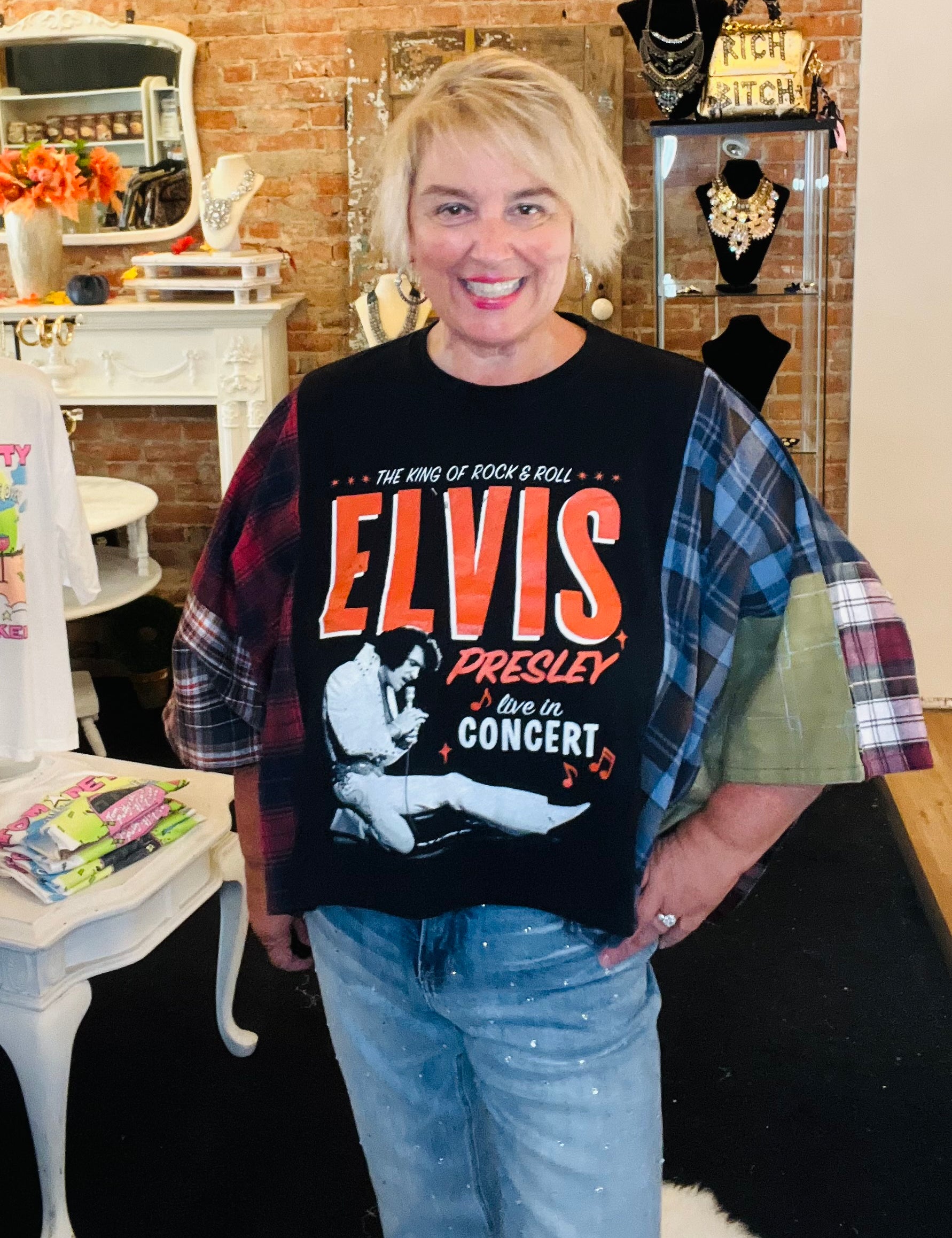 Flannel Patchwork Band Tee