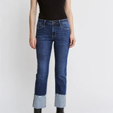 Mica Denim Mid Rise Slim Straight Leg with Cuffed Hem