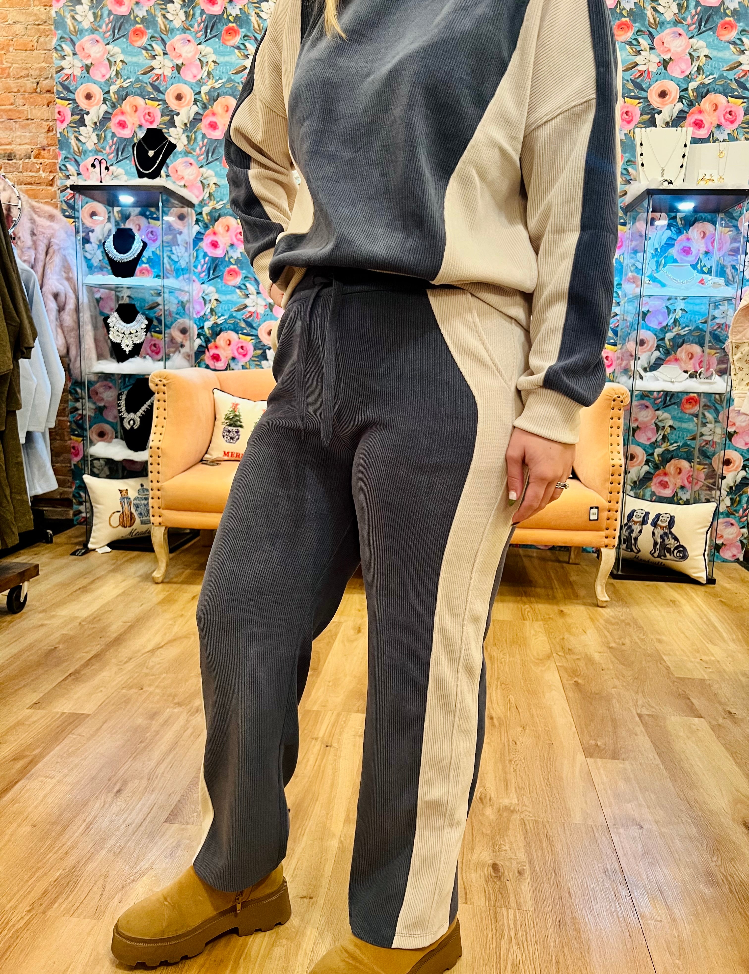 Colorblock Corduroy Pants