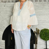 Light Blue Wide Leg Woven Pant