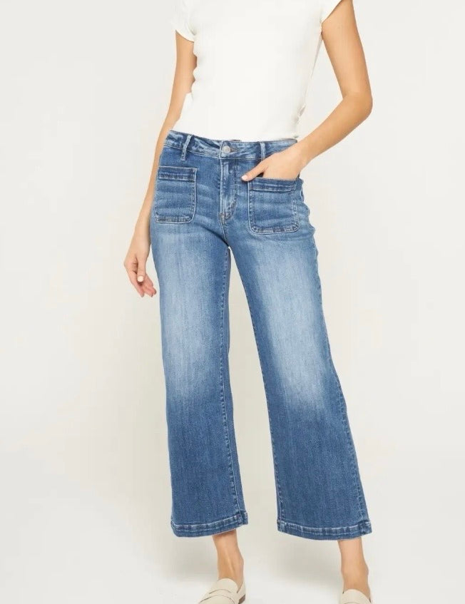 Mica High Rise Cropped Wide Leg with Patch Pocket