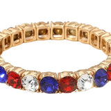 American USA Round Stone Stretch Evening Bracelet