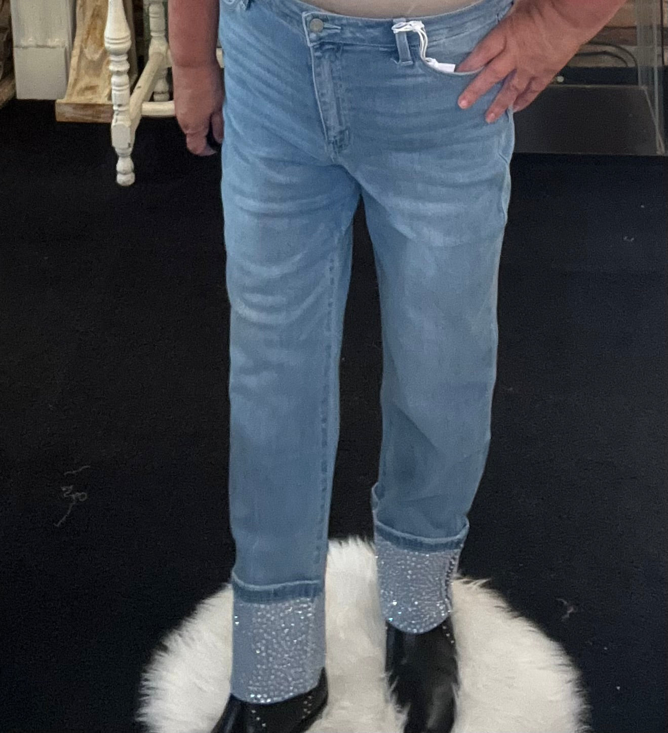 Vervet - Elegant Serenity Rhinestone Jeans