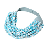Blue Multi Layered Beaded Faux Leather Magnetic Collar Necklace (Copy)