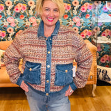 Tribal - Plum Mixed Media Jacket