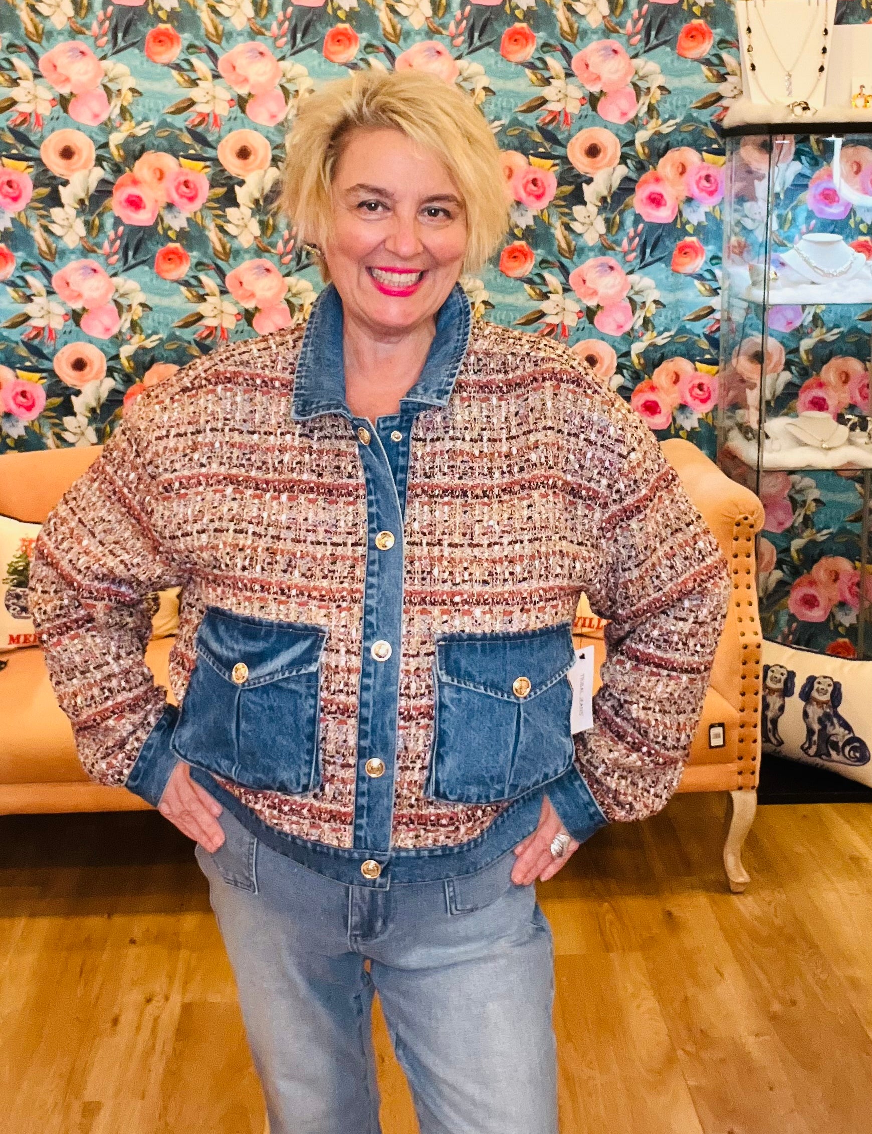 Tribal - Plum Mixed Media Jacket