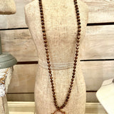 Brown Beaded Hexagon Necklace