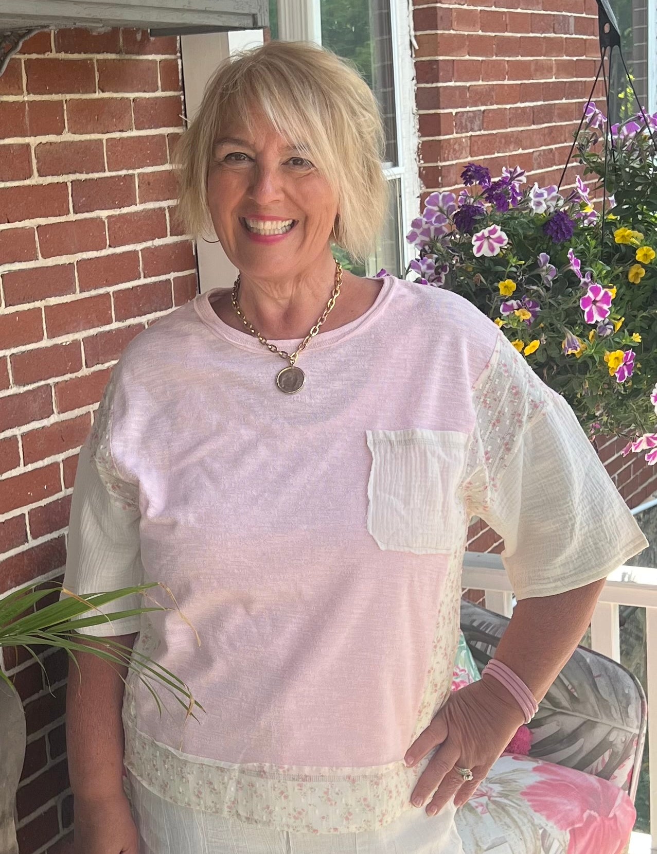 Pink Mixed Media Top
