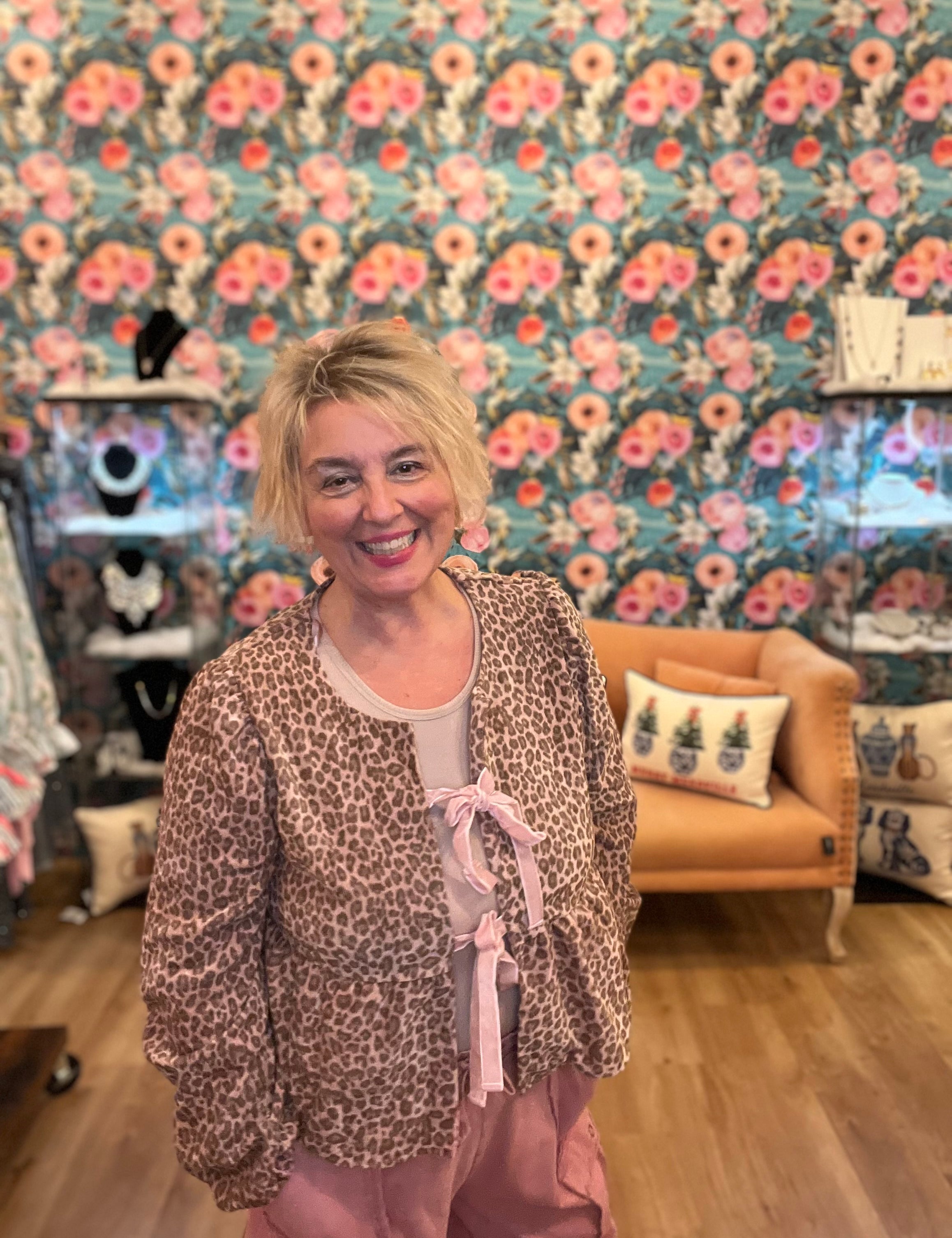 By Myself Leopard Tie Top