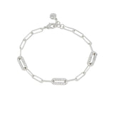 John Medeiros - Diamante - 3 Station Pavé Link Bracelet Rhodium