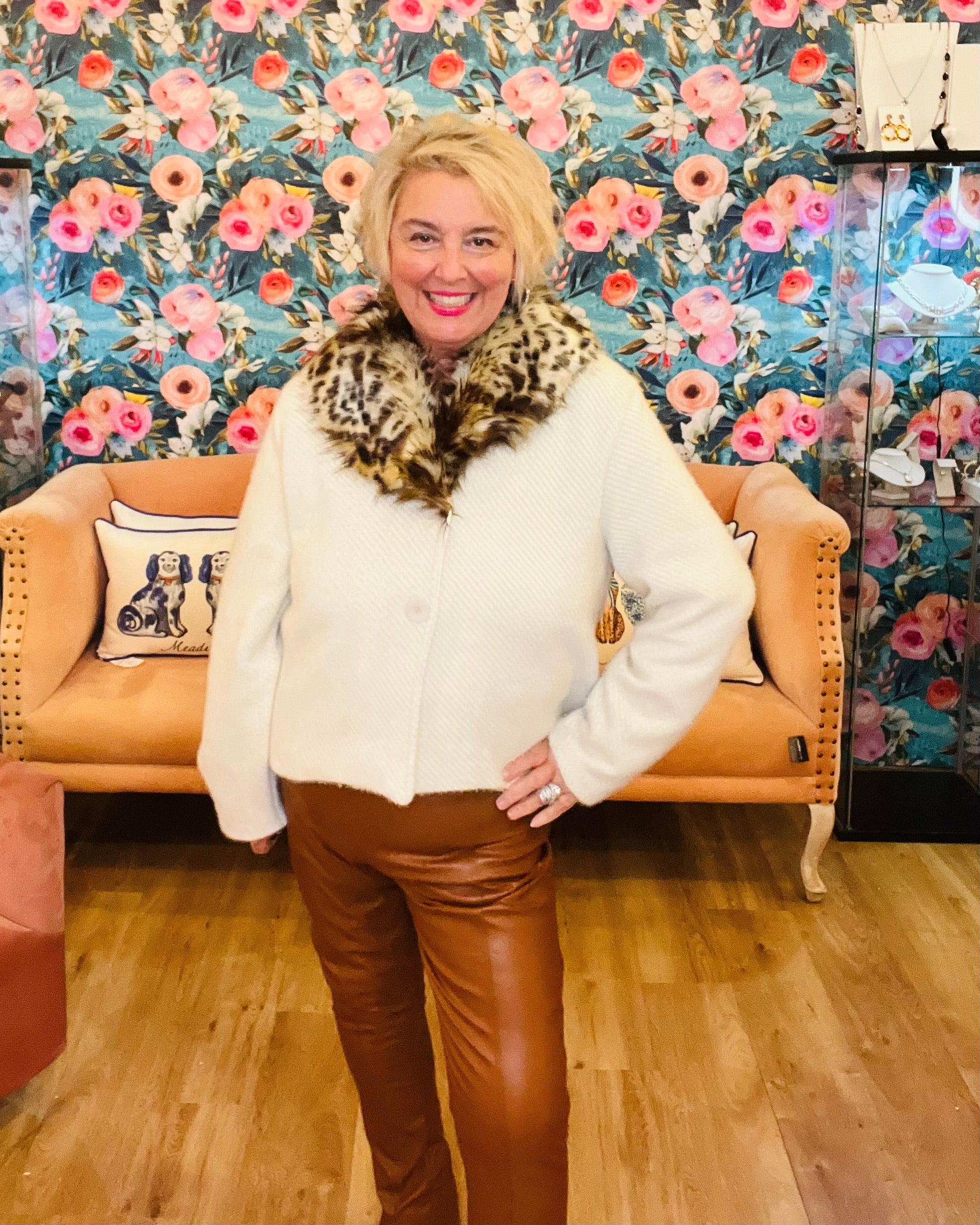 Wildly Lovin Faux Fur Leopard Collar Jacket