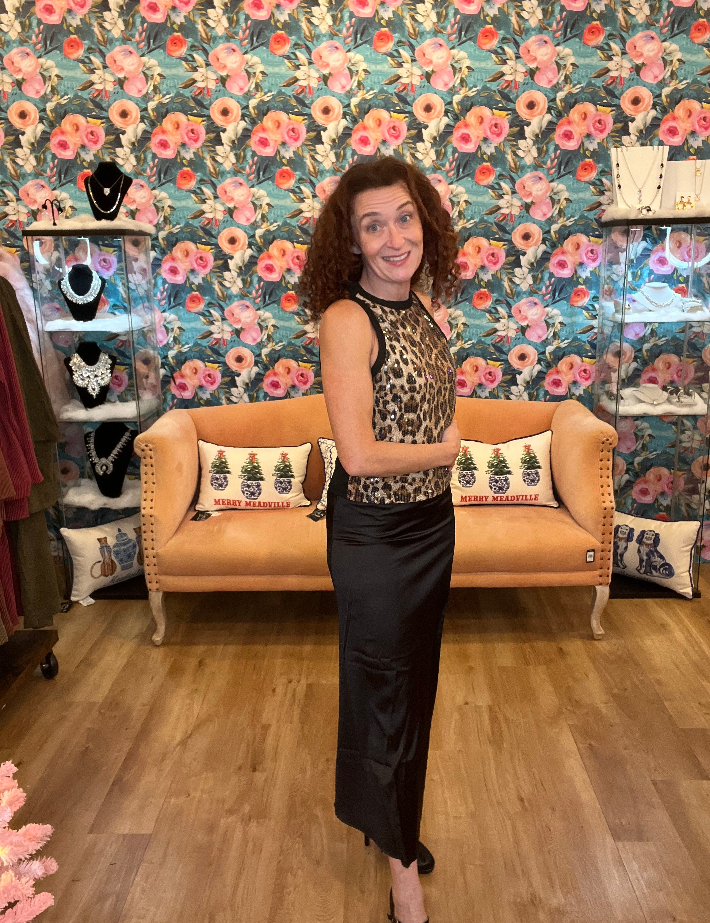 Lively Elegance Black Satin Skirt