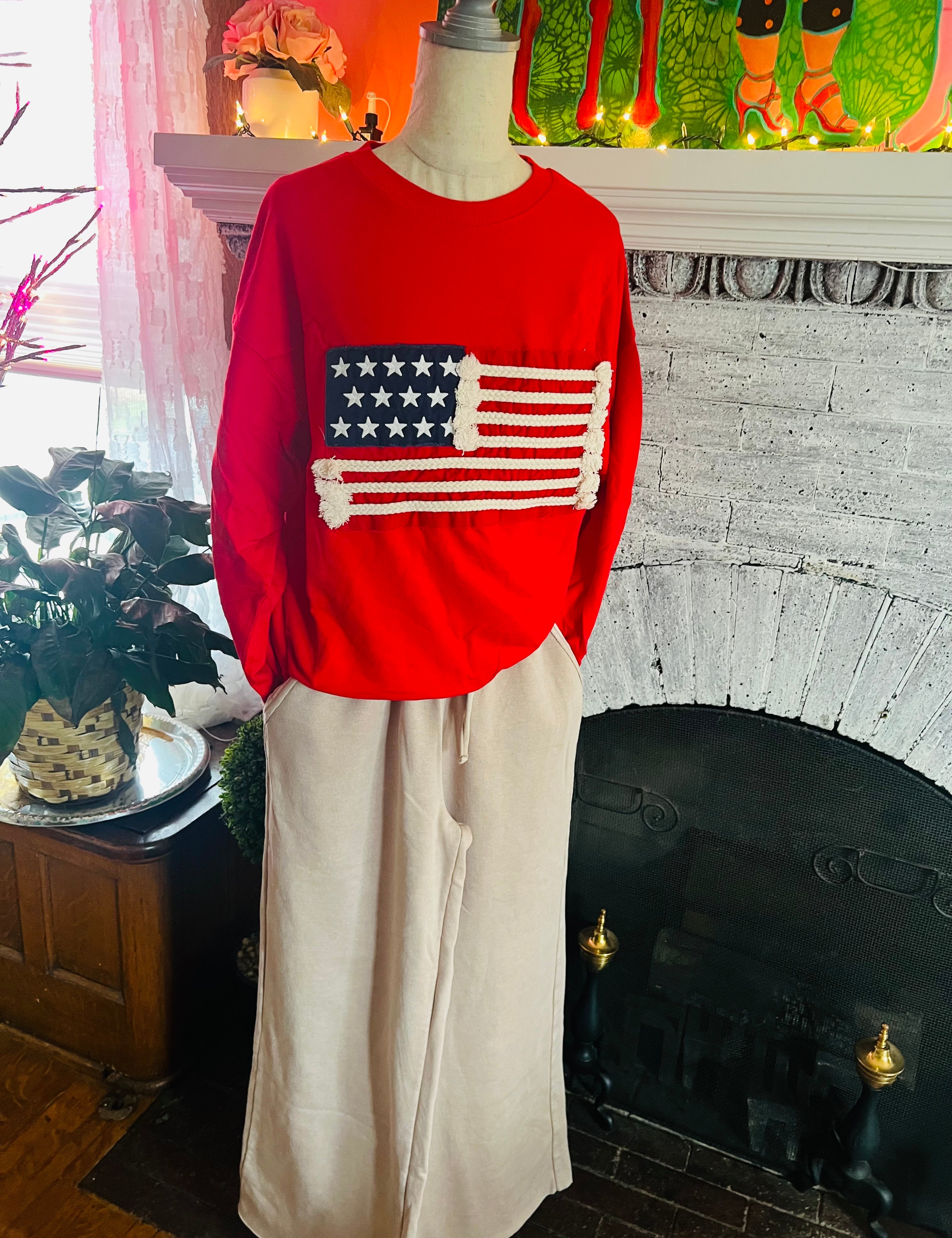 NEW Patriotic French Terry Pullover