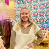 Colorblock Corduroy Quarter Zip