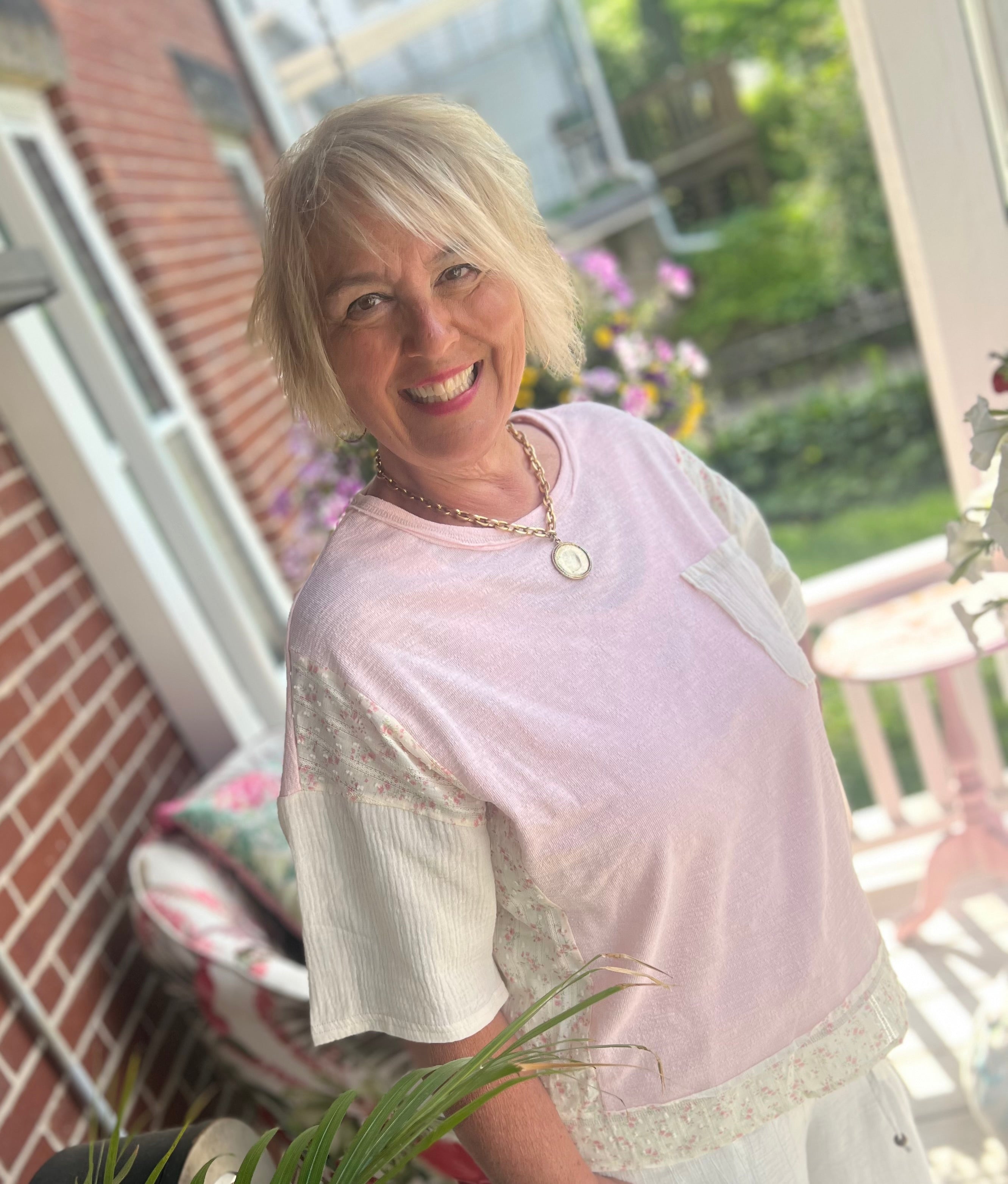 Pink Mixed Media Top